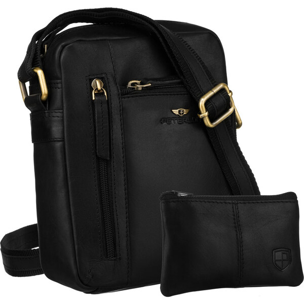 Čierna pánska kožená crossbody taška Peterson + puzdro na kľúče 65387076