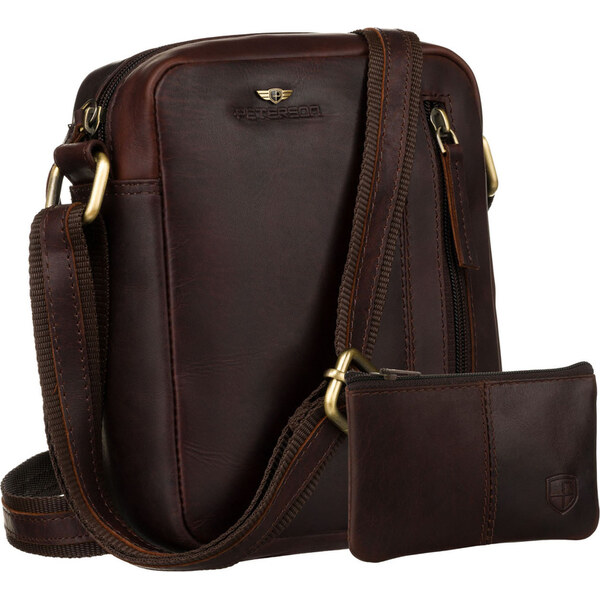 Pánska hnedá kožená crossbody taška Peterson + puzdro na kľúče 65387081