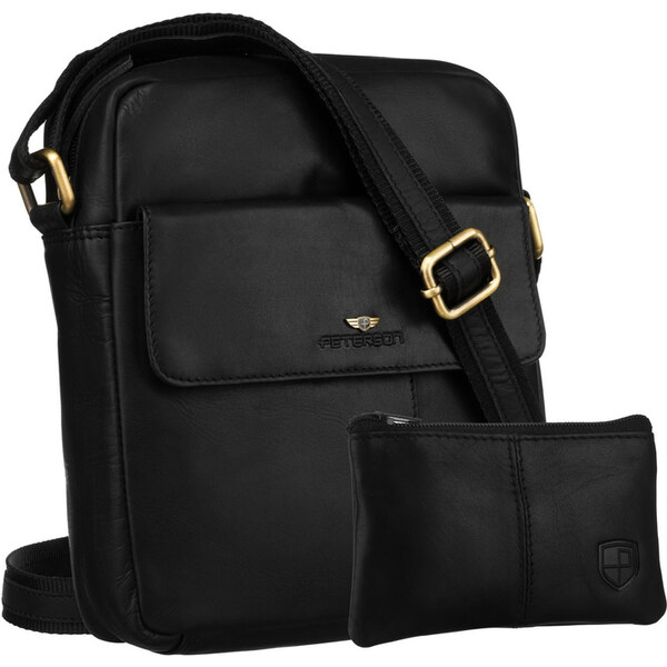 Čierna pánska kožená crossbody taška Peterson s puzdrom na kľúče 65387084