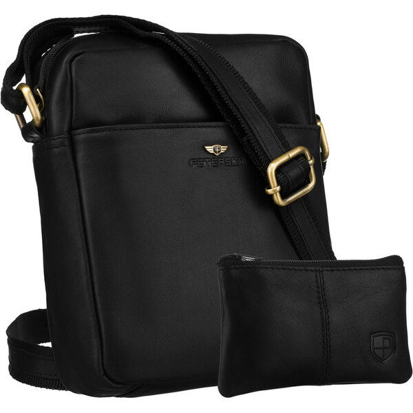 Pánska kožená crossbody taška Peterson v čiernej farbe + puzdro na 65387086