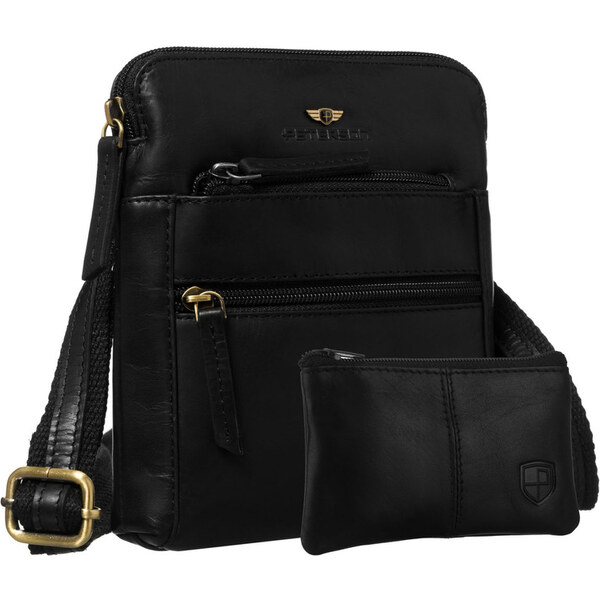 Čierna pánska kožená crossbody taška Peterson + puzdro na kľúče 65387094