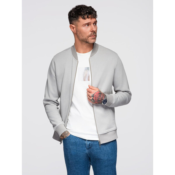 Ombre Mens pique knit bomber jacket - gray 64793562