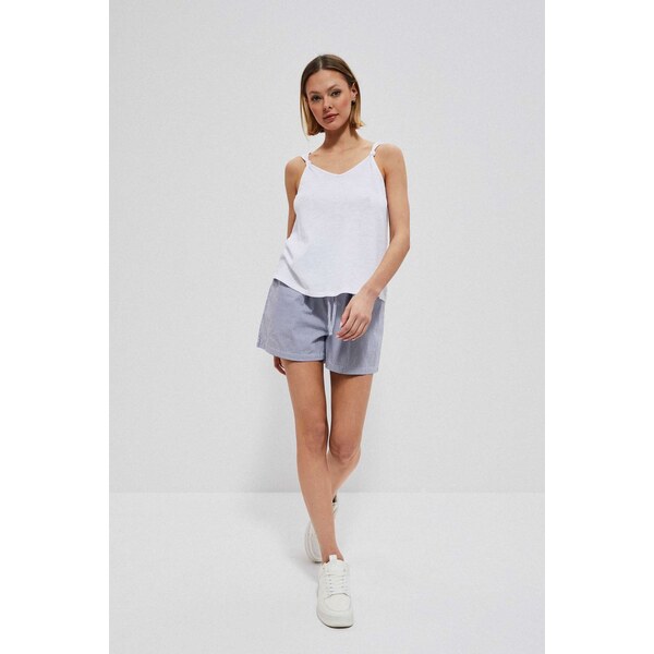 Moodo Pruhované bavlnené šortky - biele 65388487