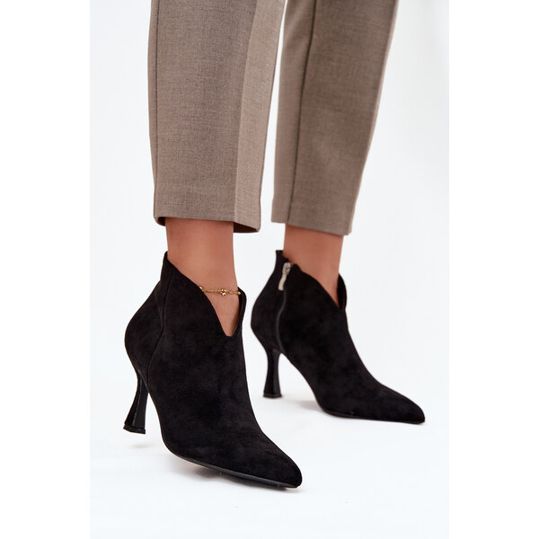 Boto Nízke dámske čižmy na opätku eco semiš čierne Jolivra 65389475