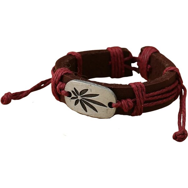Buďchlap Bordó náramok s marihuanou 65637848