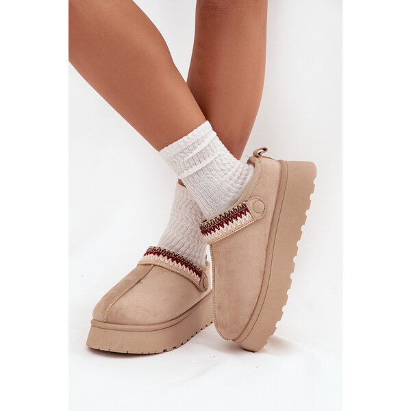 Boto Dámske nízke snehule s pohyblivým pásom a výšivkou na platforme 65319327