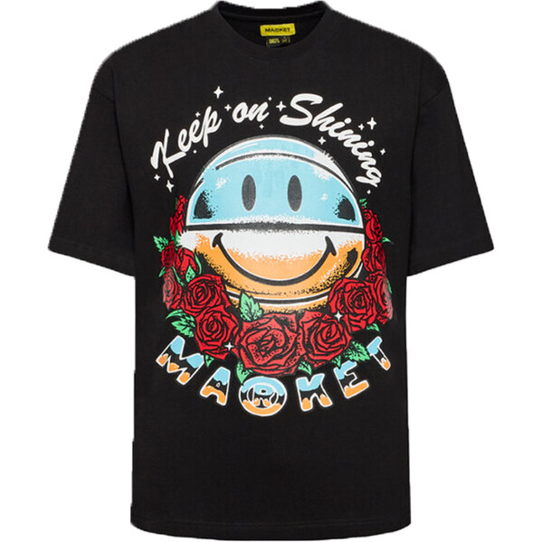 Market Smiley Keep On Shining Tee - Pánske - Tričko MARKET - Čierne - 66356329
