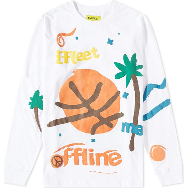 Market Meet Me Offline Longsleeve Tee White - Pánske - Tričko MARKET - 66356330