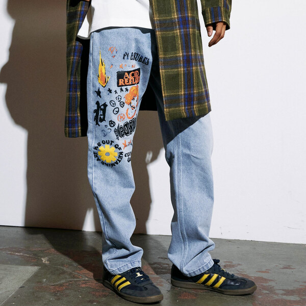 Pleasures Reflux 5 Pocket Denim Blue - Pánske - Nohavice Pleasures - 66356930