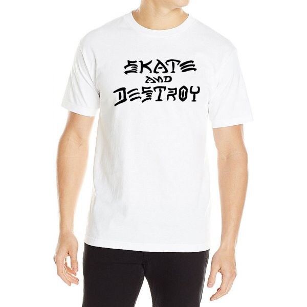 Thrasher Skate Mag Skate & Destroy Short Sleeve Tee White - Pánske - 66357347