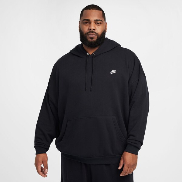 Nike Club Fleece Oversized French Terry Pullover Hoodie Black - Pánske 66359113