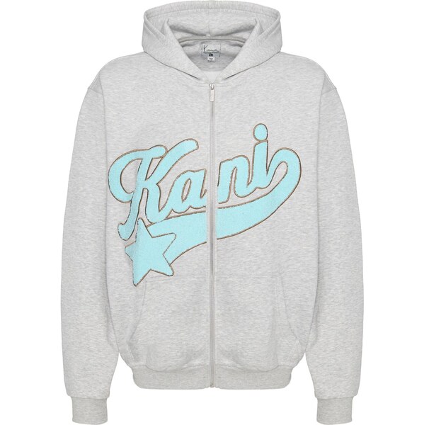 Kani Star Logo Os Full Zip Hoodie Grey Melange - Pánske - Mikina Karl 66359711