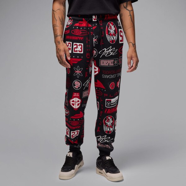 Jordan Essentials Printed Fleece Pants Black - Pánske - Tepláky Jordan 66359840