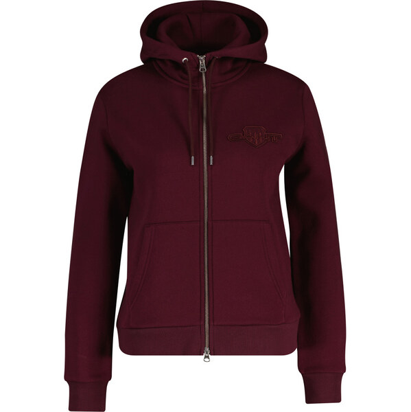 MIKINA GANT REG TONAL SHIELD ZIP HOODIE PLUM WINE 65390965