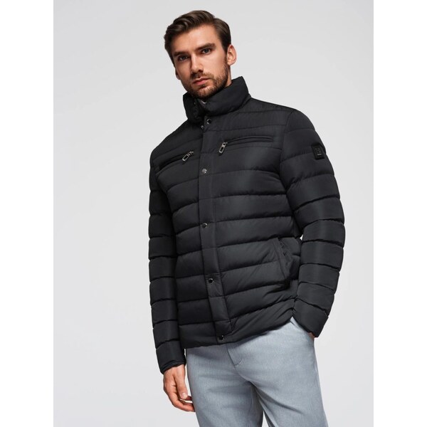 Ombre Clothing Čierna prechodná bunda so stojacím golierom V1 JALP 65391005