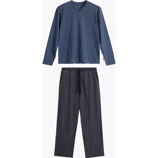 Atlantic Pánske bavlnené dlhé pyžamo so vzorovanými nohavicami NMP-389 65394129