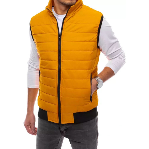 BASIC Tmavožltá pánska prešívaná vesta TX4018 65394132