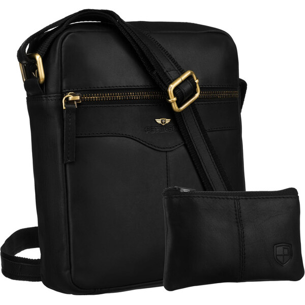 Pánska čierna kožená crossbody taška Peterson + puzdro na kľúče 65387083