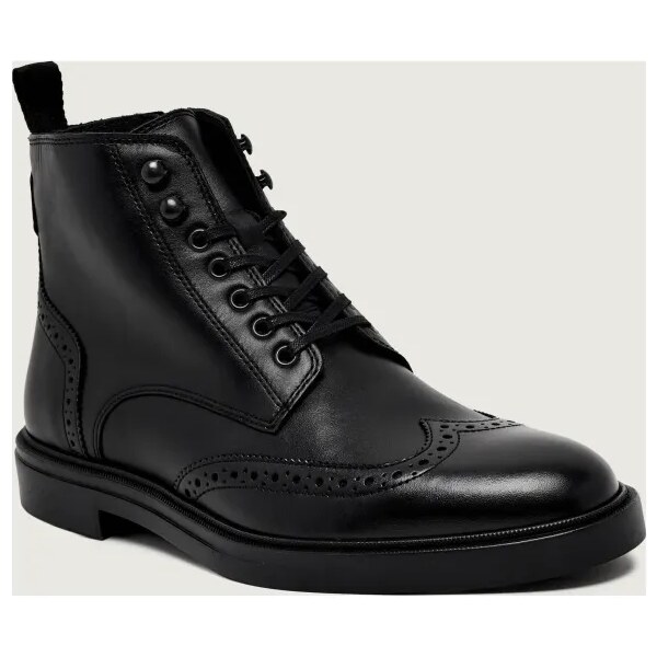 BOSS BLACK Kožené vysoké topánky Calev_Halb_ltbrfb 65349448