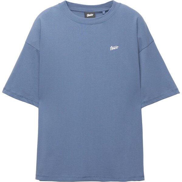 Pull&Bear Tričko STWD zafírová / biela 65475333