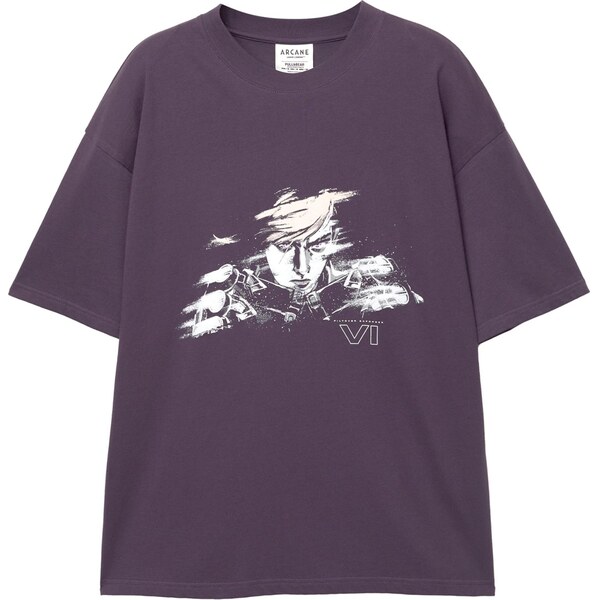 Pull&Bear Tričko modrofialová / biela 65475334