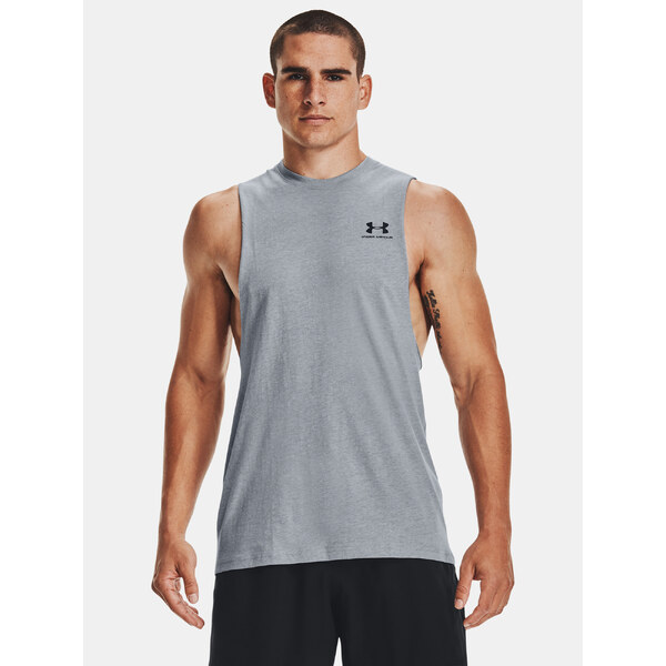 Mens Under Armour UA LEFT CHEST CUT OFF TANK-GRY - Mens Tank Top 65459266