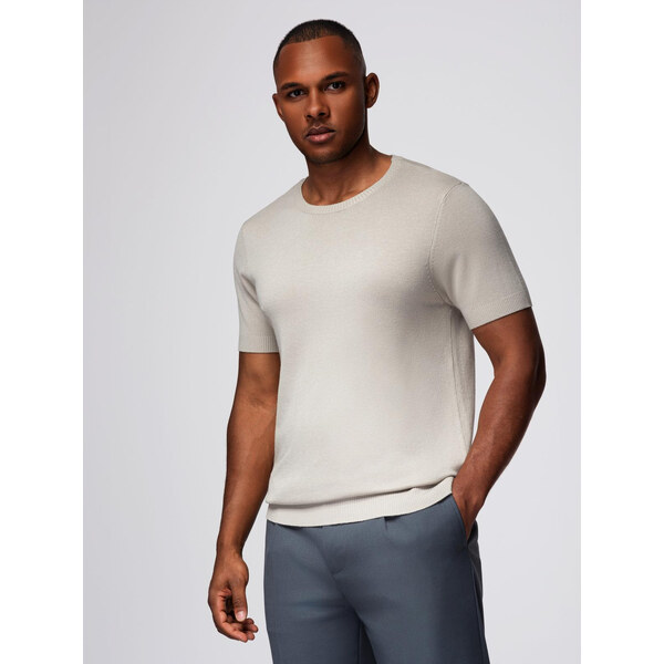 Ombre Classic knitted mens shirt with ribbed cuffs - light grey 64794232