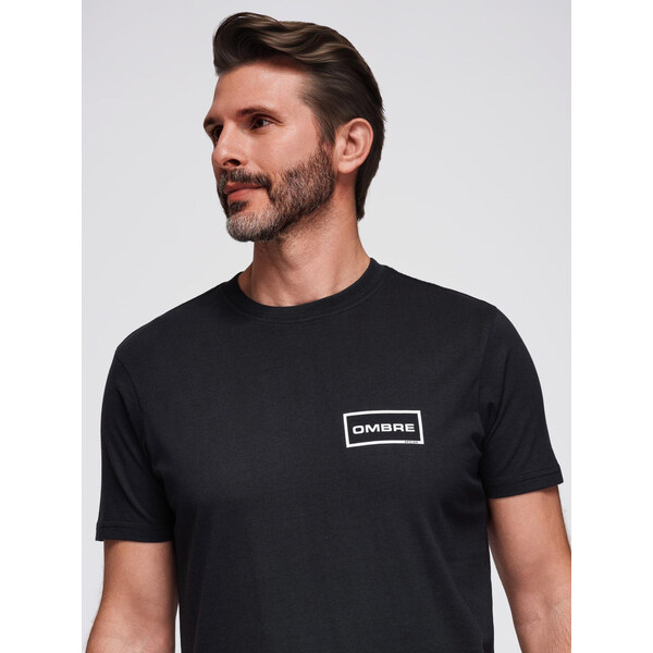 Ombre Mens knitted t-shirt with printed REGULAR cut - black 65475751