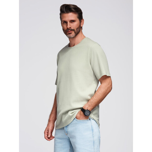 Ombre Mens waffle-textured T-shirt with round neckline - pistachio 65433025