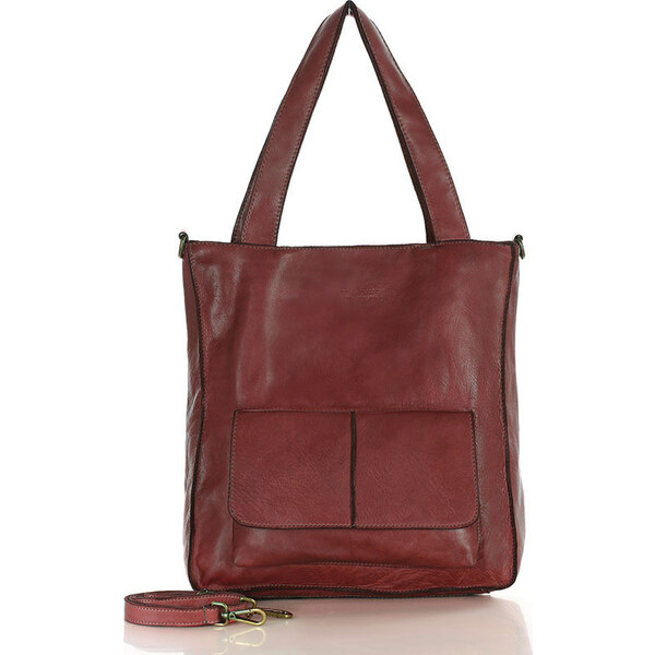 MARCO MAZZINI Červená dámska kožená shopper kabelka (v234h) 63460649