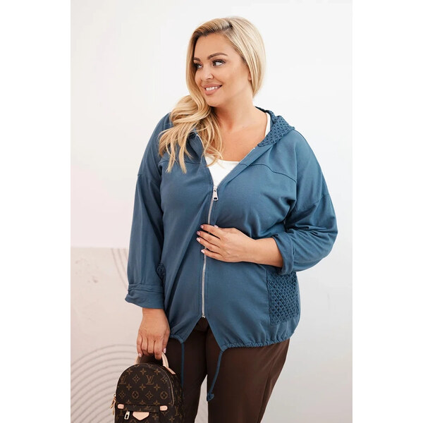 K-Fashion Dámske Plus veľkosť bavlna nadrozmerné dlhý rukáv džínsové 65555315