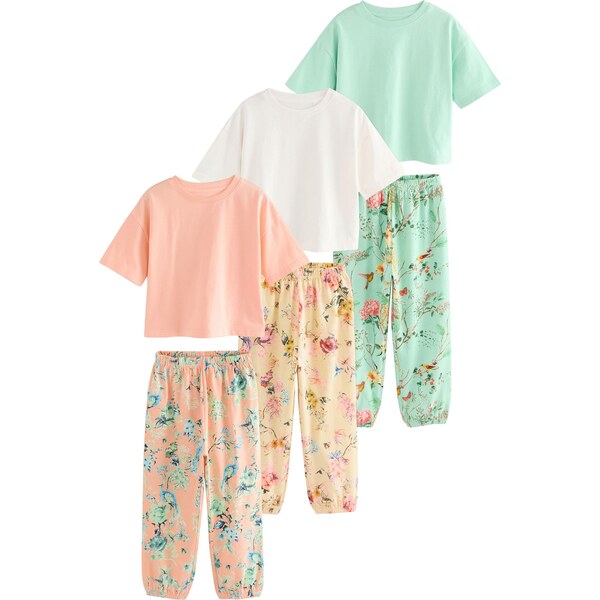 Next Pyžamo svetlozelená / oranžová / šedobiela 65875456