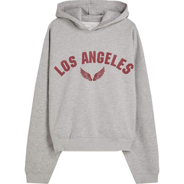 Bershka Mikina sivá / červená 65892843