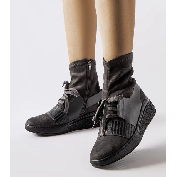 Gemre Sivé ponožkové čižmy na platforme Spoleto 65418375