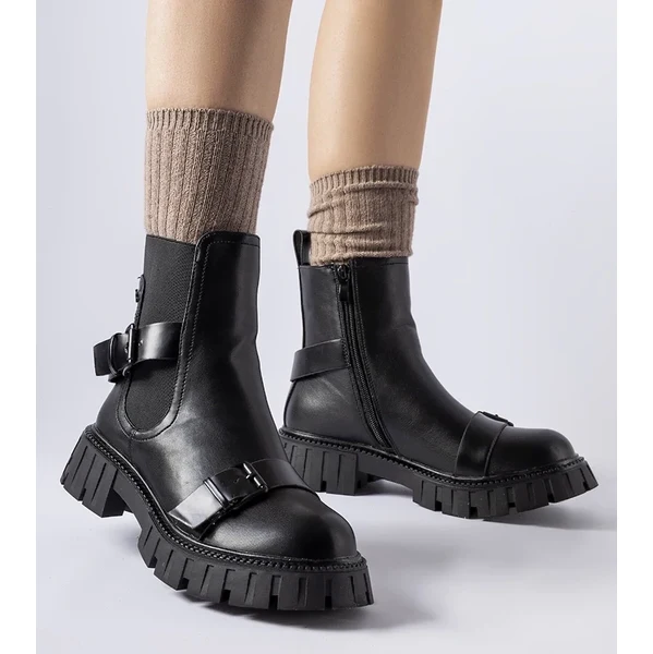 Gemre Čierne čižmy na masívnej podrážke Fontarine 65418377