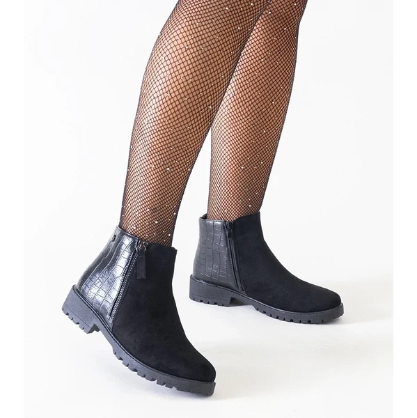 Gemre Čierne čižmy s motívom krokodílej kože eko-zamszu Mifsada. 65418425