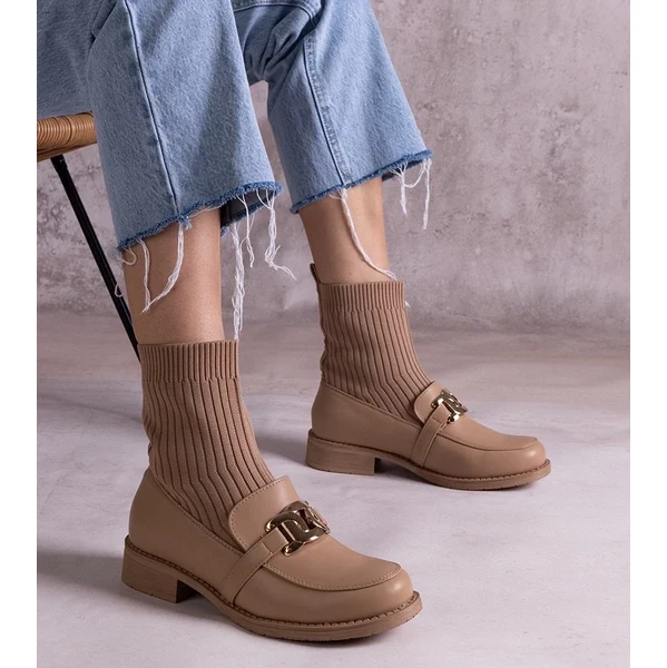 Gemre Tmavobéžové členkové topánky s textilným zvrškom Kris 65418444