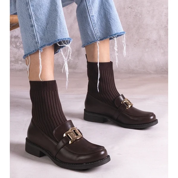 Gemre Hnedé členkové topánky s textilným zvrškom Krisa 65418445