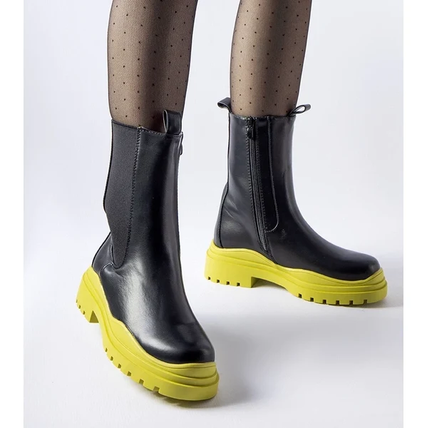 Gemre Čierne čižmy s farebnou podrážkou Delebio 65418569