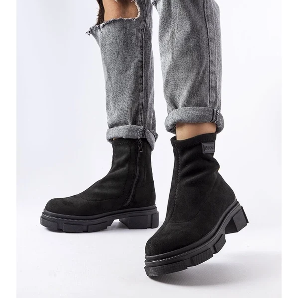 Gemre Čierne zateplené semišové čižmy Inge 65418564