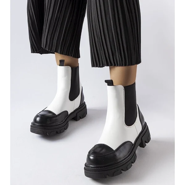 Gemre Čierno-biele šnurovacie čižmy Albany 65418566