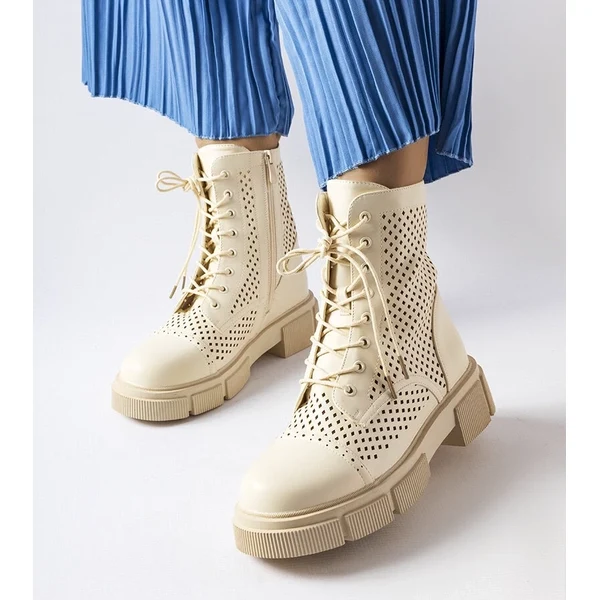 Gemre Beige čipkované členkové topánky Corpus 65418573