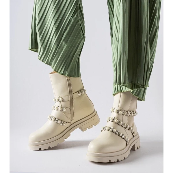 Gemre Béžové topánky zdobené perlami od Callicratide 65418579