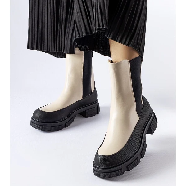 Gemre Béžovo-čierne čižmy Faisal slip-on 65418582