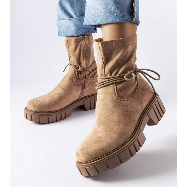 Gemre Béžové topánky s viazaním Averardo 65418594