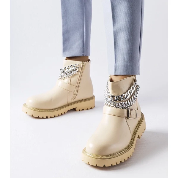 Gemre Béžové čižmy s ozdobnými reťazami od Mezzavia 65418600