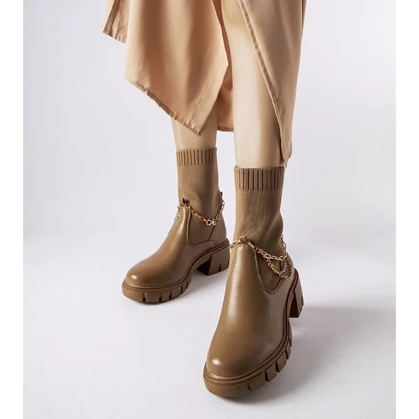 Gemre Hnedé čižmy s elastickým zvrškom Naser 65418589