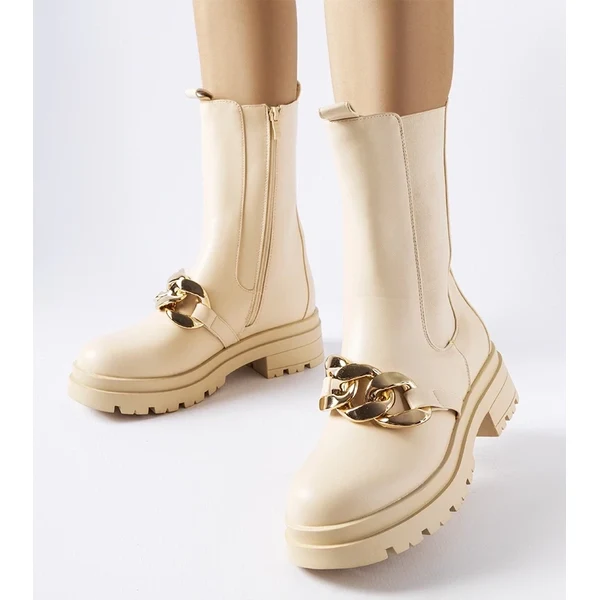 Gemre Beige čižmy s reťazom Thierry 65418630