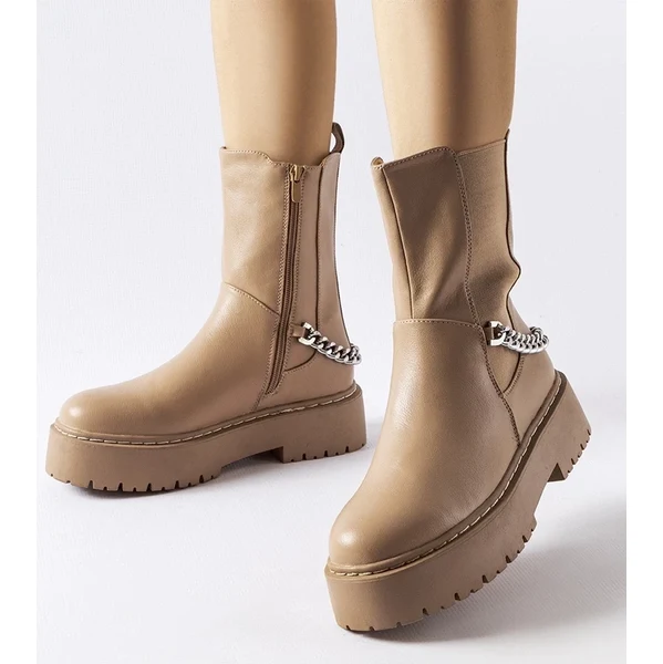 Gemre Beige členkové čižmy zdobené reťazom Guglielmo 65418657