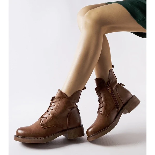 Gemre Hnedé asymetrické ploché členkové čižmy Solza 65418664